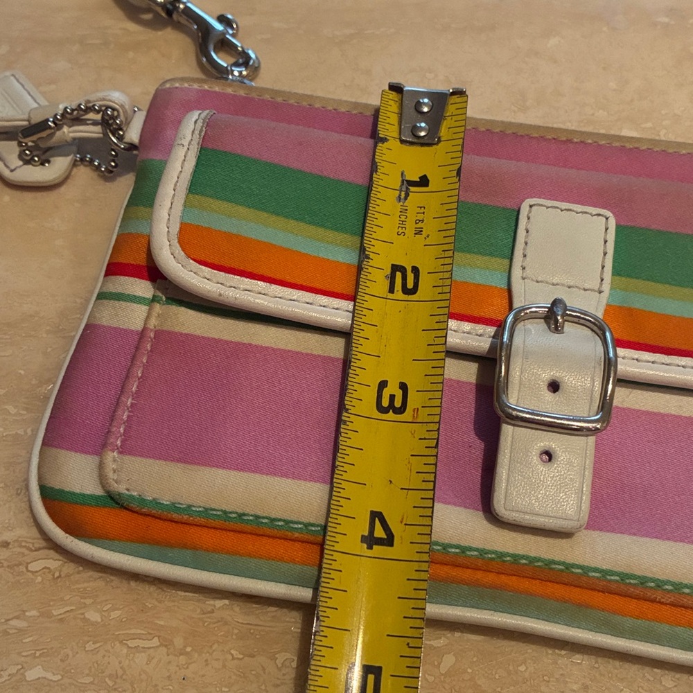 Coach Hampton Multicolor Stripe Wristlet - Picture 13 of 16